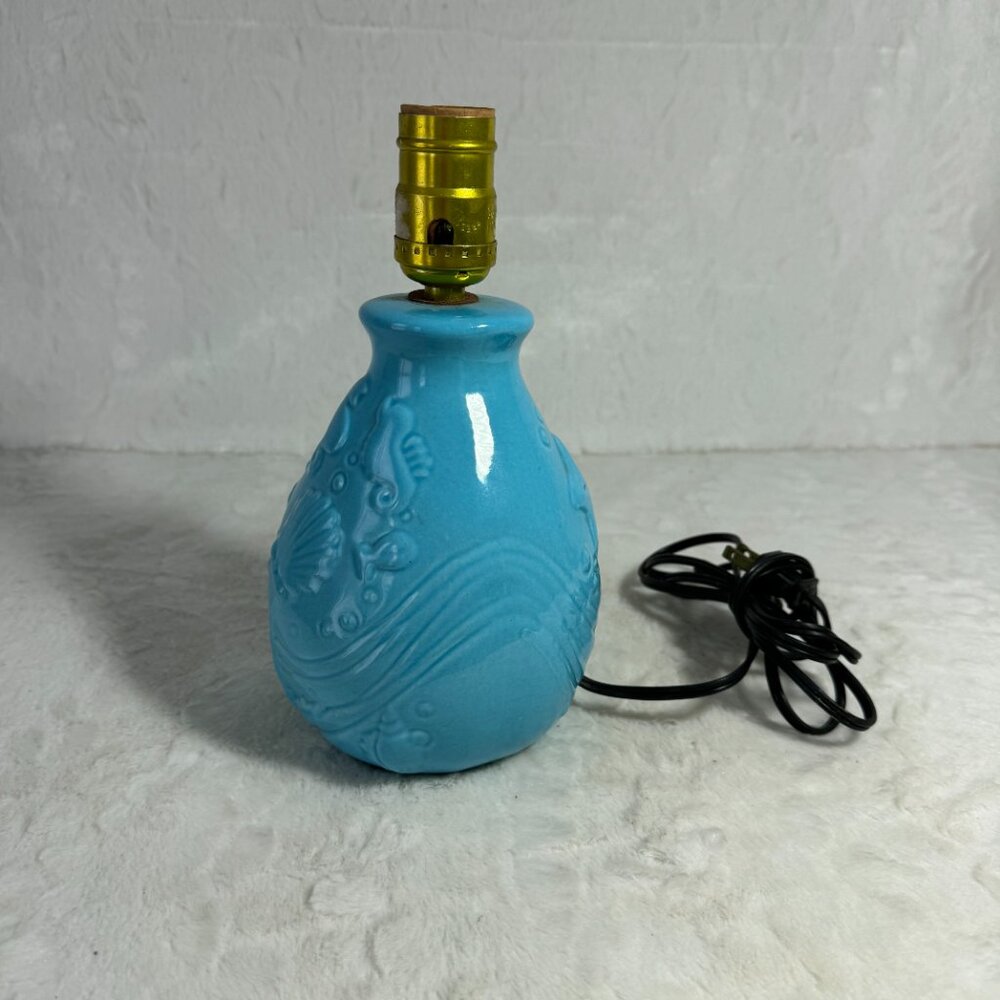 Disney Vintage Little Mermaid Lamp Blue Ceramic 1989 Base only no Shade - Picture 2 of 10